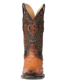 El General Men's Exotic Ostrich Leather Cowboy Boots–Cognac 45517 - OriginalWestern.com