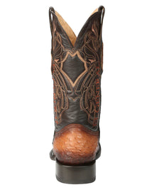 El General Men's Exotic Ostrich Leather Cowboy Boots–Cognac 45517 - OriginalWestern.com