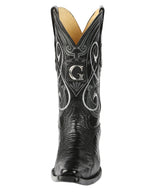 El General Men's Exotic Ostrich Leg Cowboy Boots–Black 45067 - OriginalWestern.com