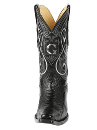 El General Men's Exotic Ostrich Leg Cowboy Boots–Black 45067 - OriginalWestern.com