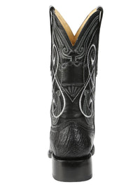 El General Men's Exotic Ostrich Leg Cowboy Boots–Black 45067 - OriginalWestern.com