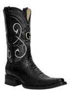 El General Men's Exotic Ostrich Leg Cowboy Boots–Black 45067 - OriginalWestern.com