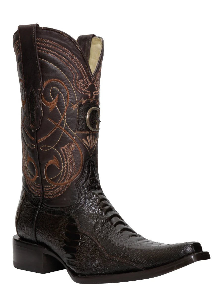 El General Men's Exotic Ostrich Leg Cowboy Boots–Brown 45068 - OriginalWestern.com