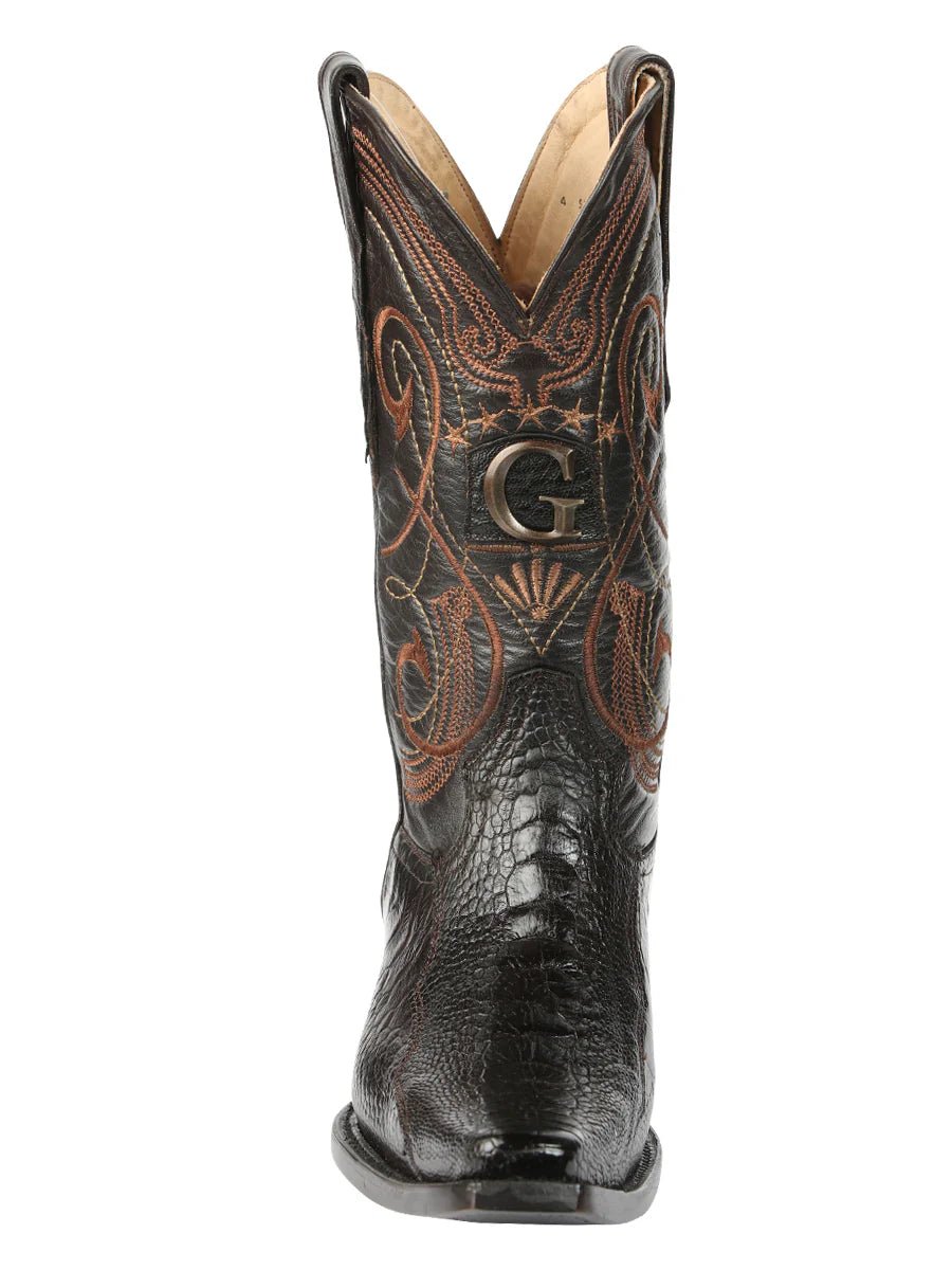 El General Men's Exotic Ostrich Leg Cowboy Boots–Brown 45068 - OriginalWestern.com