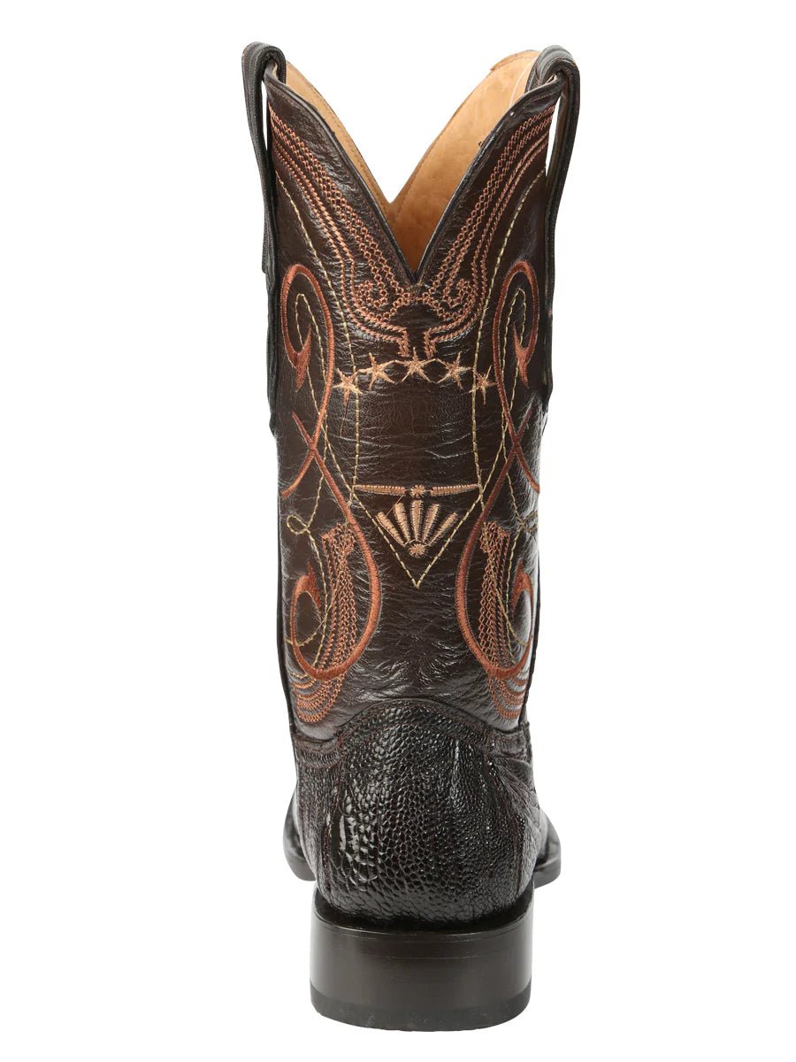 El General Men's Exotic Ostrich Leg Cowboy Boots–Brown 45511 - OriginalWestern.com