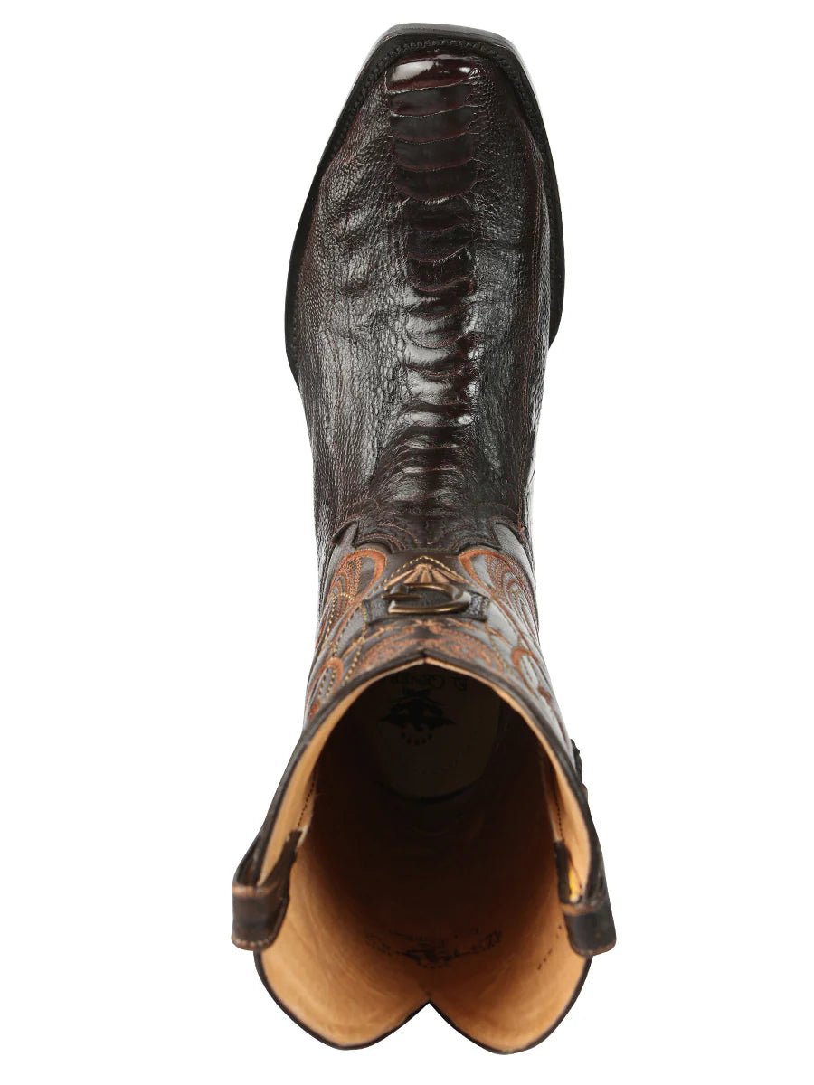 El General Men's Exotic Ostrich Leg Cowboy Boots–Brown 45511 - OriginalWestern.com