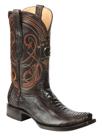 El General Men's Exotic Ostrich Leg Cowboy Boots–Brown 45511 - OriginalWestern.com