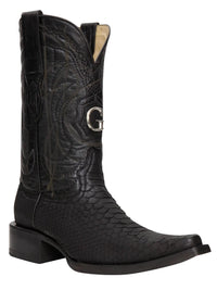El General Men's Exotic Phyton Leather Cowboy Boots–Black 45087 - OriginalWestern.com
