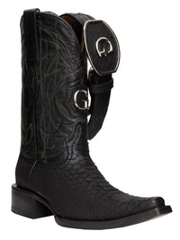 El General Men's Exotic Phyton Leather Cowboy Boots–Black 45087 - OriginalWestern.com