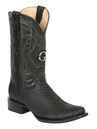 El General Men's Exotic Phyton Leather Cowboy Boots–Black 45523 - OriginalWestern.com