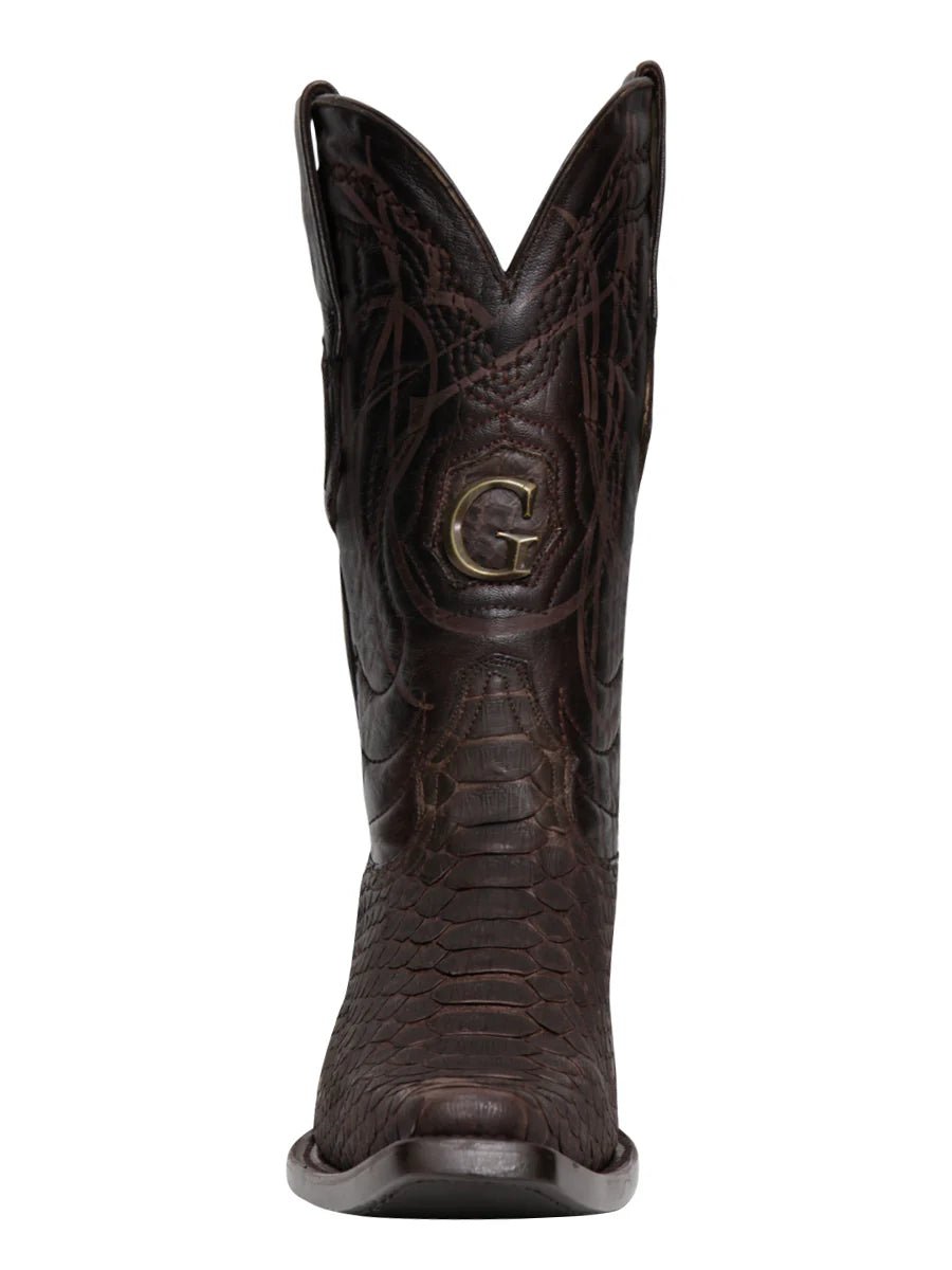 El General Men's Exotic Phyton Leather Cowboy Boots–Brown 45088 - OriginalWestern.com