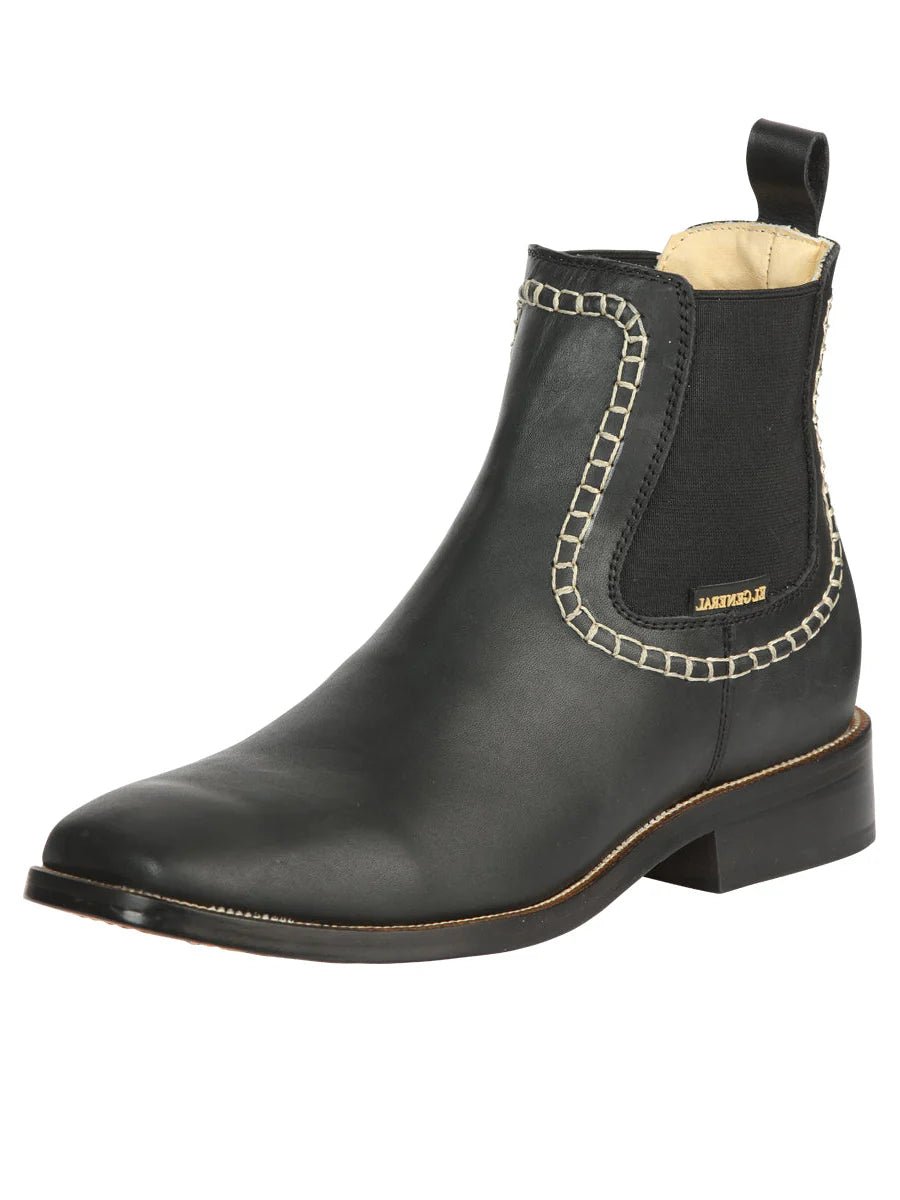 El General Men's Leather Ankle Boots–Black 45420 - OriginalWestern.com