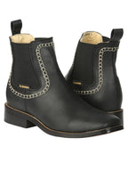 El General Men's Leather Ankle Boots–Black 45420 - OriginalWestern.com