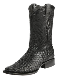 El General Men's Leather Rodeo Boots Petatillo–Black 45096 - OriginalWestern.com