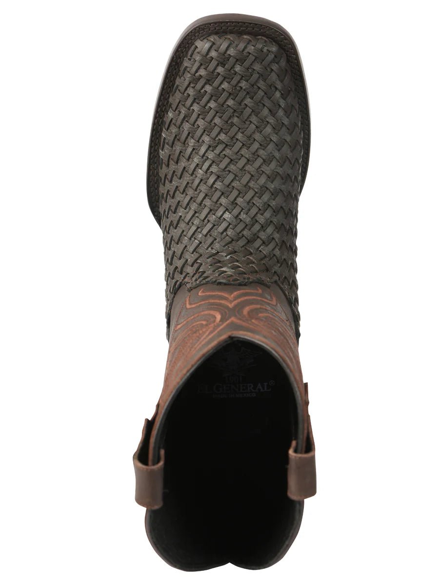 El General Men's Leather Rodeo Boots Petatillo–Chocolate 45013 - OriginalWestern.com