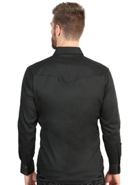 El General Men’s Long Sleeve Snap Button Western Shirt - Black 45612 - OriginalWestern.com