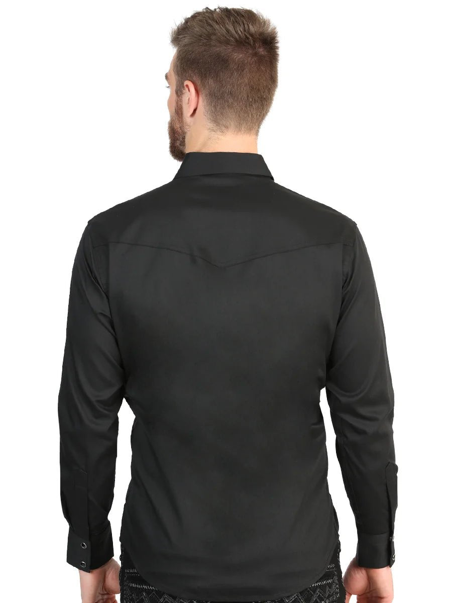 El General Men’s Long Sleeve Snap Button Western Shirt - Black 45612 - OriginalWestern.com
