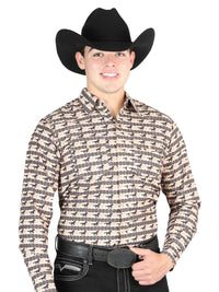 El General Men’s Long Sleeve Snap Button Western Shirt - Brick Red 44329 - OriginalWestern.com