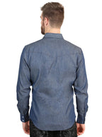 El General Men’s Long Sleeve Snap Button Western Shirt - Denim Blue 45619 - OriginalWestern.com