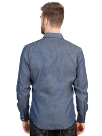 El General Men’s Long Sleeve Snap Button Western Shirt - Denim Blue 45619 - OriginalWestern.com