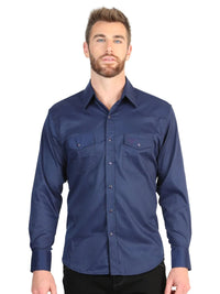 El General Men’s Long Sleeve Snap Button Western Shirt - Navy Blue 45616 - OriginalWestern.com