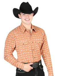 El General Men’s Long Sleeve Snap Button Western Shirt - Orange 44328 - OriginalWestern.com