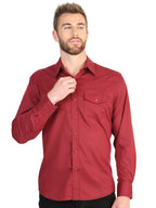 El General Men’s Long Sleeve Snap Button Western Shirt - Red 45614 - OriginalWestern.com
