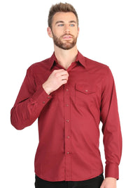 El General Men’s Long Sleeve Snap Button Western Shirt - Red 45614 - OriginalWestern.com
