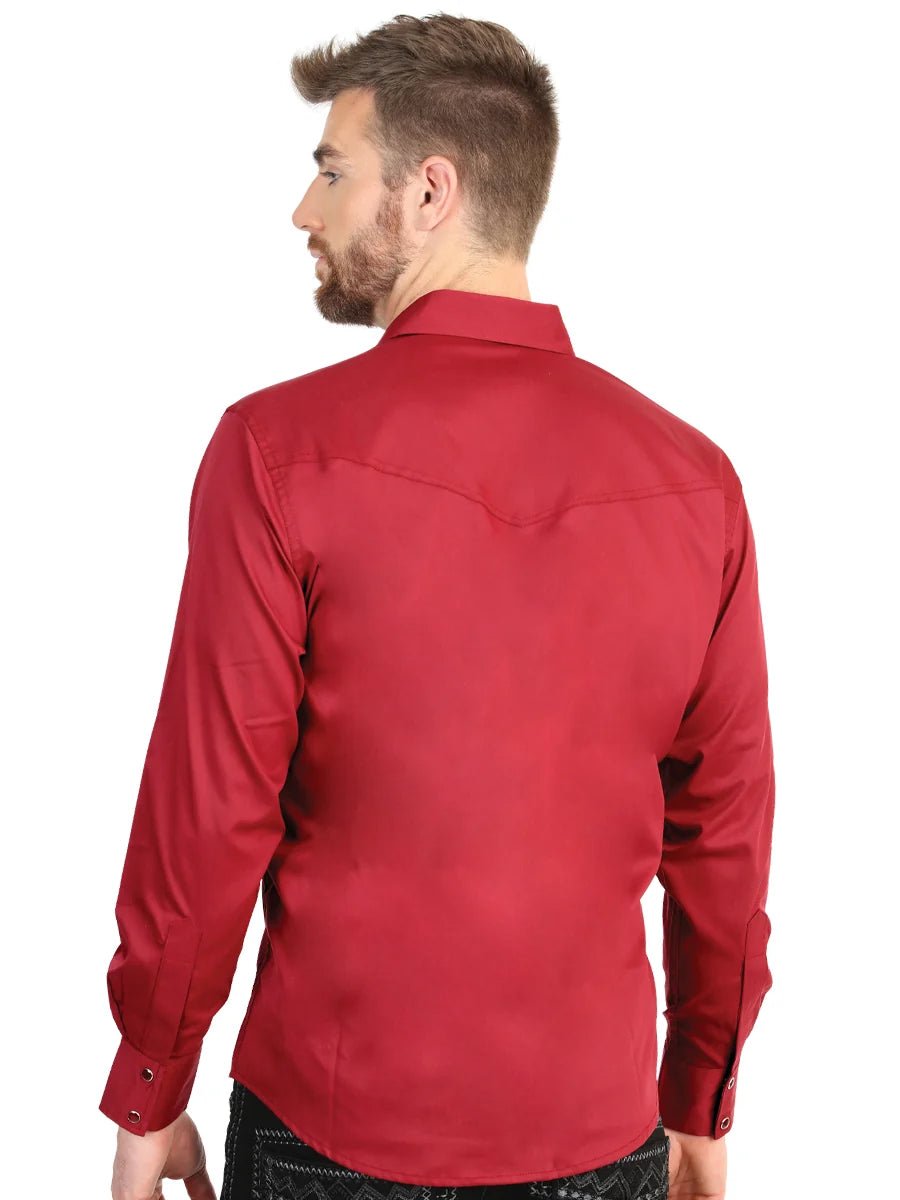 El General Men’s Long Sleeve Snap Button Western Shirt - Red 45614 - OriginalWestern.com