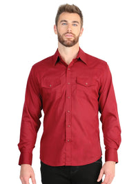 El General Men’s Long Sleeve Snap Button Western Shirt - Red 45614 - OriginalWestern.com