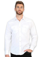 El General Men’s Long Sleeve Snap Button Western Shirt - White 45613 - OriginalWestern.com