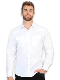 El General Men’s Long Sleeve Snap Button Western Shirt - White 45613 - OriginalWestern.com
