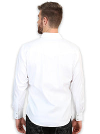El General Men’s Long Sleeve Snap Button Western Shirt - White 45613 - OriginalWestern.com