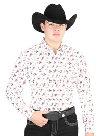 El General Men's Long Sleeve Western Fashion Snap Button Shirt - Beige 44316 - OriginalWestern.com