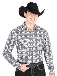 El General Men's Long Sleeve Western Fashion Snap Button Shirt - Gray/Khaki 44308 - OriginalWestern.com