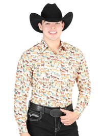 El General Men's Long Sleeve Western Fashion Snap Button Shirt - Khaki 44324 - OriginalWestern.com