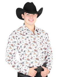 El General Men's Long Sleeve Western Fashion Snap Button Shirt - White 44326 - OriginalWestern.com