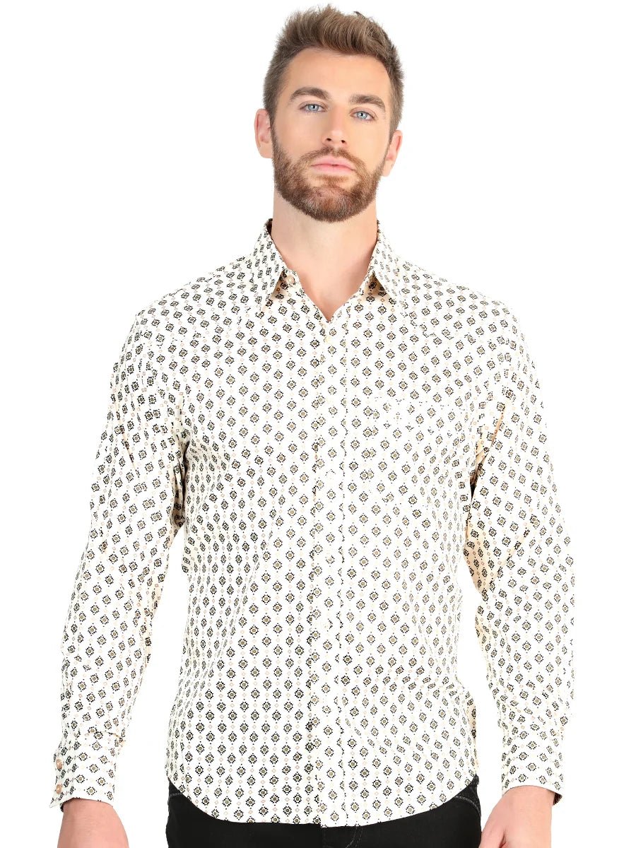 El General Men’s Long Sleeve Western Shirt - Beige 45606 - OriginalWestern.com
