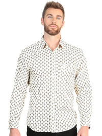 El General Men’s Long Sleeve Western Shirt - Beige 45606 - OriginalWestern.com