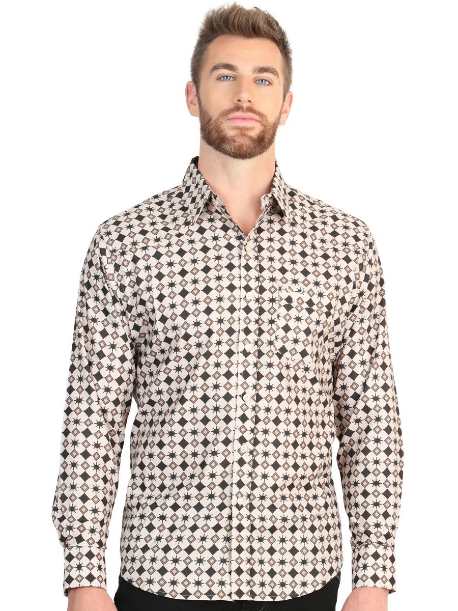 El General Men’s Long Sleeve Western Shirt - Beige 45609 - OriginalWestern.com