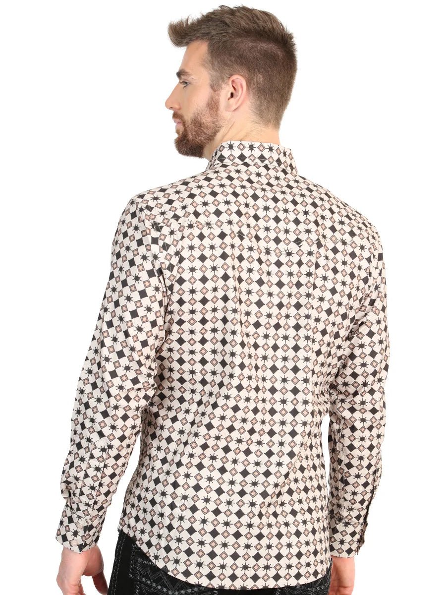 El General Men’s Long Sleeve Western Shirt - Beige 45609 - OriginalWestern.com