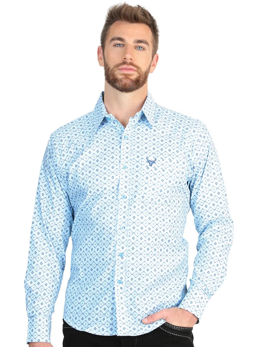 El General Men’s Long Sleeve Western Shirt - Blue 45600 - OriginalWestern.com