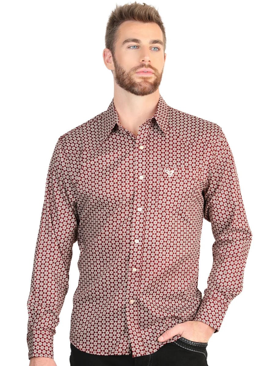 El General Men’s Long Sleeve Western Shirt - Burgundy 45604 - OriginalWestern.com