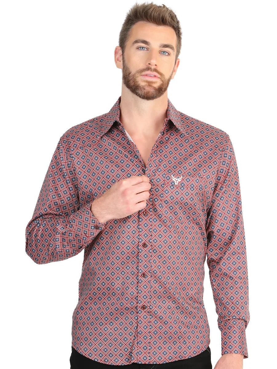 El General Men’s Long Sleeve Western Shirt - Burgundy 45608 - OriginalWestern.com