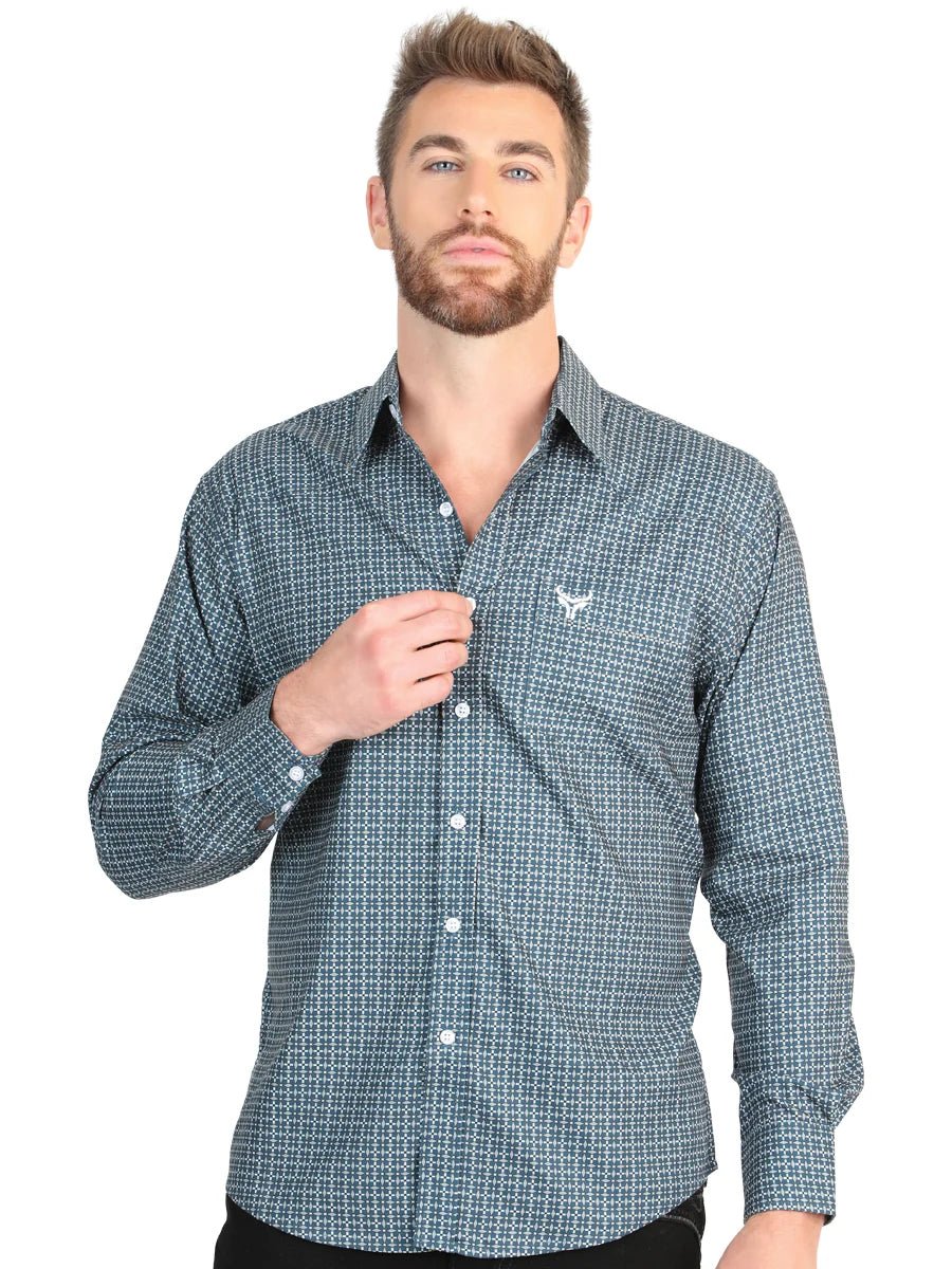 El General Men’s Long Sleeve Western Shirt - Teal 45611 - OriginalWestern.com