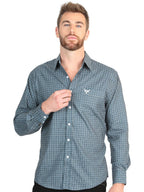 El General Men’s Long Sleeve Western Shirt - Teal 45611 - OriginalWestern.com