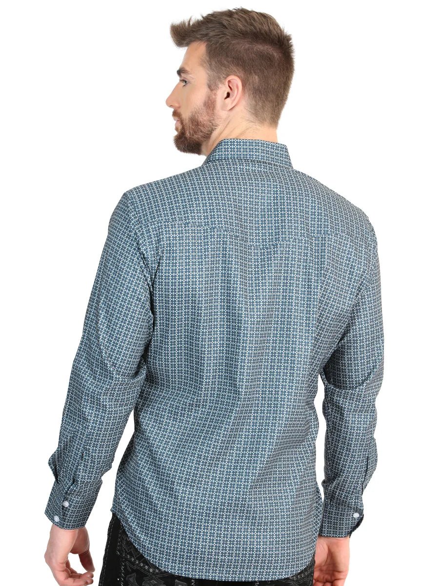 El General Men’s Long Sleeve Western Shirt - Teal 45611 - OriginalWestern.com