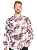 El General Men’s Long Sleeve Western Shirt - White/Red 45610 - OriginalWestern.com