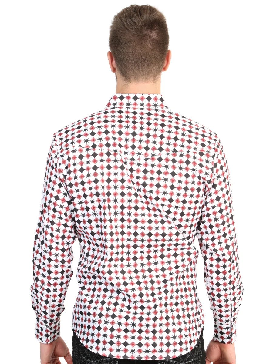 El General Men’s Long Sleeve Western Shirt - White/Red 45610 - OriginalWestern.com