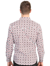 El General Men’s Long Sleeve Western Shirt - White/Red 45610 - OriginalWestern.com